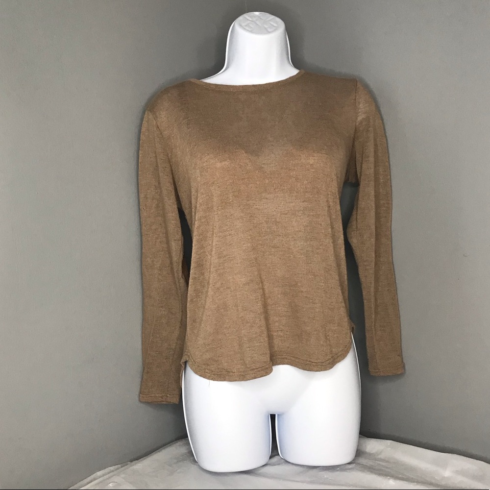 Iris Los Angeles Long Sleeve Top | Neutral Casual Blouse | Everyday Basic M